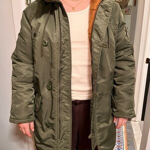 American Eagle Army Green Puffer Jacket